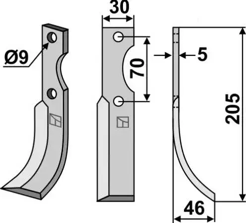 Fräsmesser 205x30mm, rechts